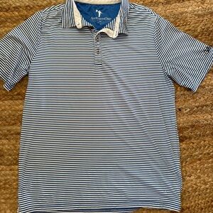 Anderson Ord Medium Blue & White Striped Golf Polo